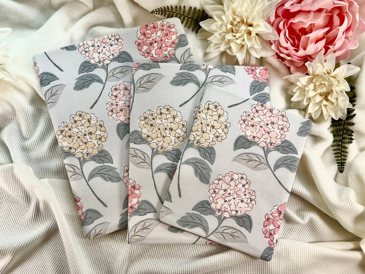 Pink Flowers on Gray Floral Book/Tablet Sleeve