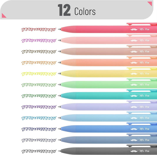 Mr. Pen 12-Pack Fast Dry Retractable Gel Pens