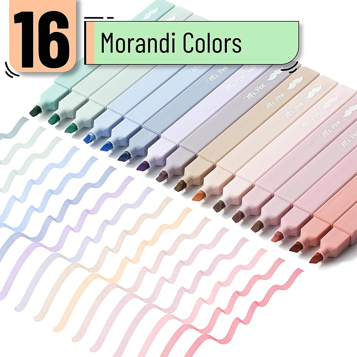 Aesthetic Highlighters, 16 Pack, Assorted Colors, No-Bleed