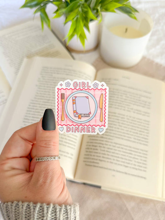 Bookish Girl Dinner Sticker